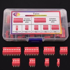 35PCS Double Row Dip Switch Assorted Kit 1 2 3 4 6 8 10 Position 2.54mm PCB M…