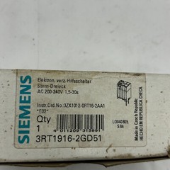 SIEMENS 3RT1916-2GD51 TIME DELAY AUXILIARY SWITCH 3RT19162GD51 200-240V 🎯