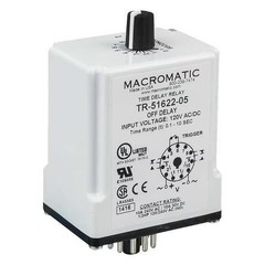 Single Function Time Delay Relay, Octal, Off Delay, 1 Functions 120V AC/DC, DPDT