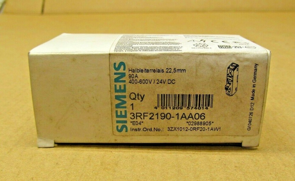 NEW SIEMENS 3RF2190-1AA06 SOLID STATE RELAY 90A 400-600V 24VDC (40+ AVAILABLE)