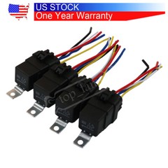 40amp 4pcs Car Auto 5 pin & wire Relay Plug Socket Heavy Duty Waterproof 12V NEW