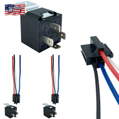 4-Pin 40/30AMP 12V DC Relay Kit, SPST Automotive Relay, Pack of 2