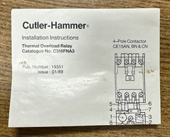 EATON CUTLER-HAMMER C316FNA3H 1.7-2.4A THERMAL OVERLOAD RELAY **NEW IN BOX**