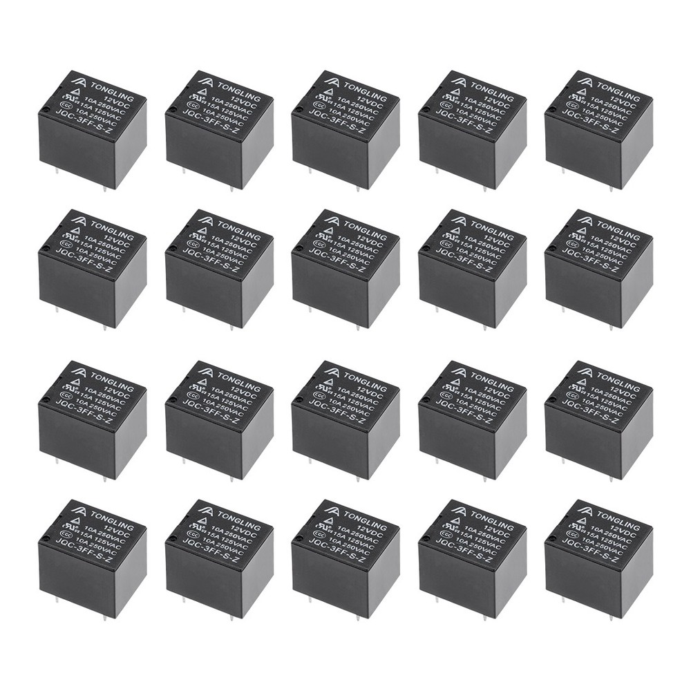 20pcs JQC-3FF-S-Z DC 12V Coil SPDT 5 Pin PCB Electromagnetic Power Relay