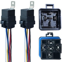 2 Pack 40/30 AMP 12V DC Waterproof Relay Kit with HeavyDuty Pigtail, 5PIN SPD…