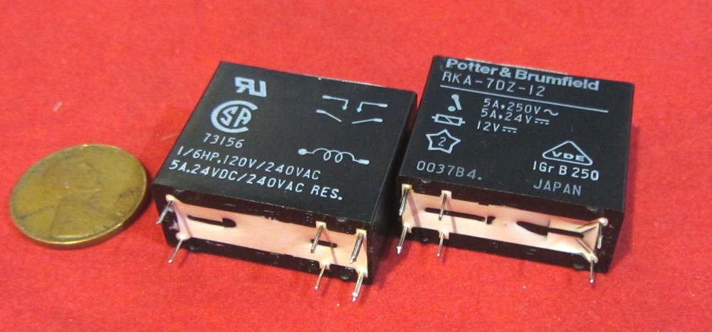 2 pk Potter & Brumfield, RKA-7DZ-12 12V DC Coil Relay, 5A, 250V, DPST NO TV-3 L