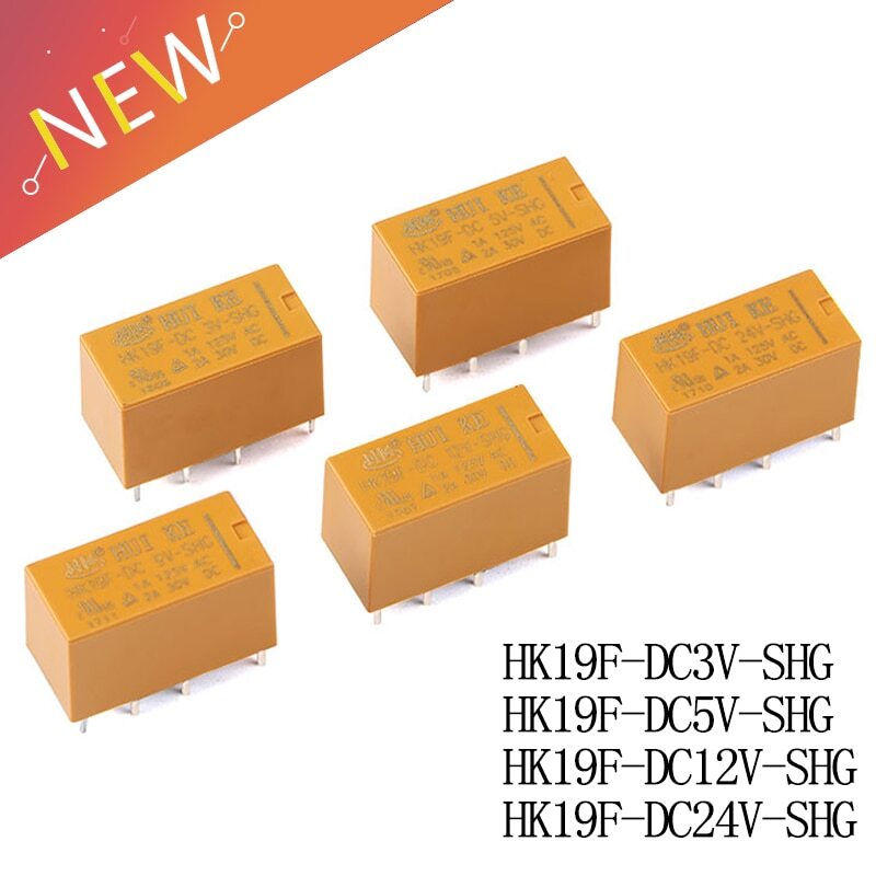 1Pcs DC 3V 5V 12V 24V 8 Pin 2A Communication Signal Relay HK19F-DC12V-SHG