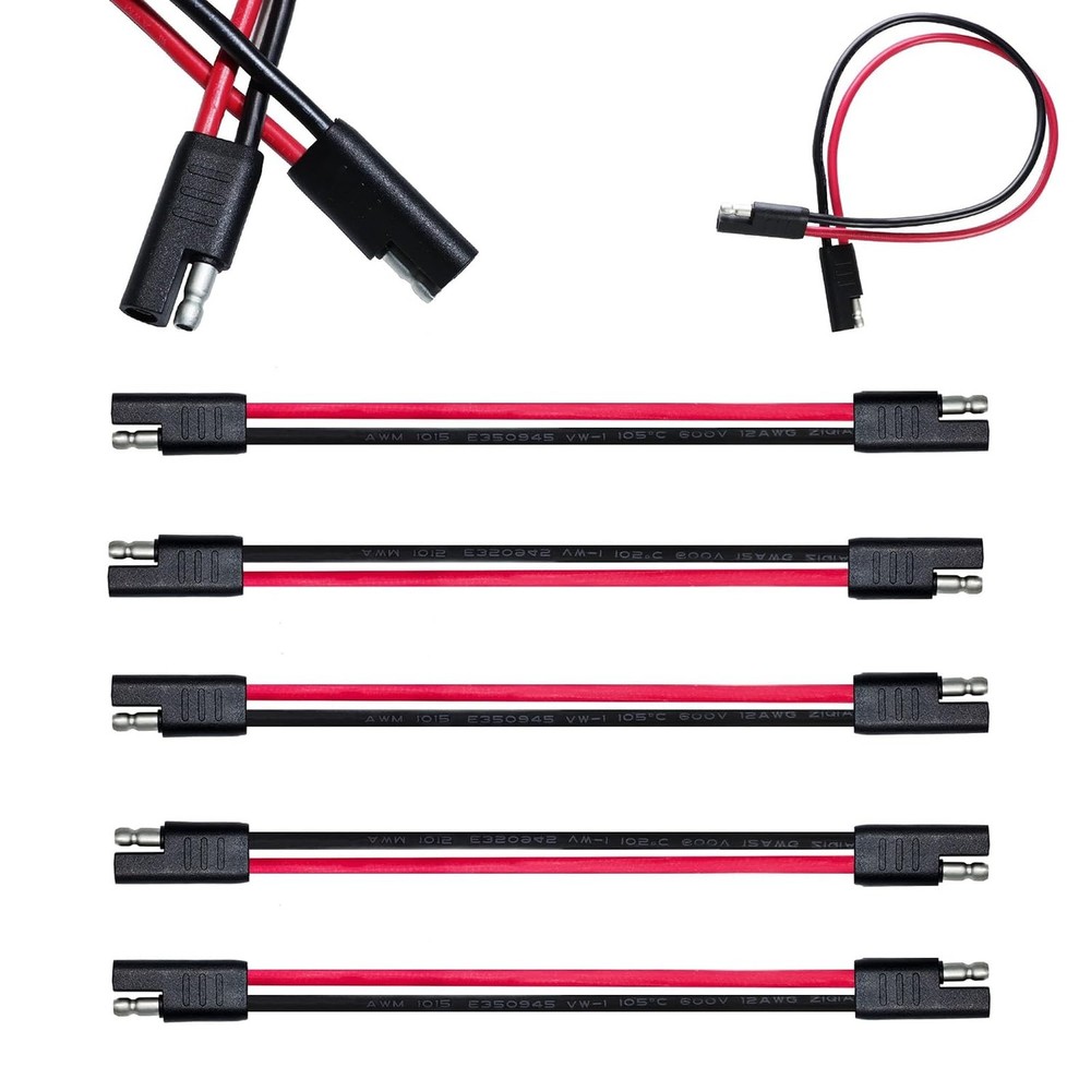 12 Inch SAE Connector Cable Set 12 Gauge 2 Pin Quick Disconnect Heavy-Duty Power