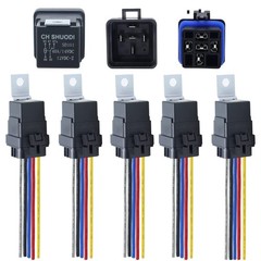 CH SHUODI 5 Pack 40/30 AMP 12V DC Waterproof Relay and Harness Heavy Duty 12…