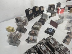 Lot of 60 relays as pictured: ABB, Potter & Brumfield, Leach, opcon, Hubbell, GE