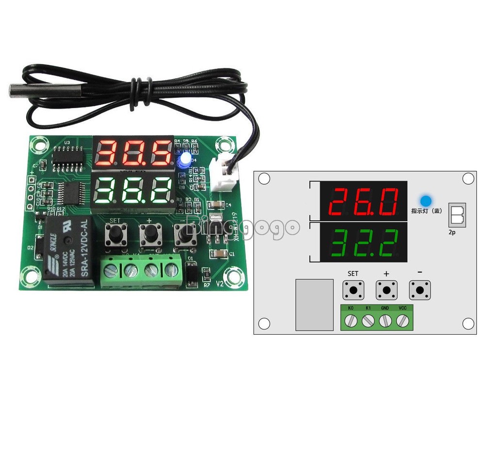 DC12V-50to 110°C Dual LED Digit Relay Temperature Controller Thermostat Switch