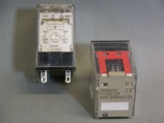 2 Omron MY2N-CR 220/240VAC(S) DPDT General Purpose Relays W/LED and Surge Supp.