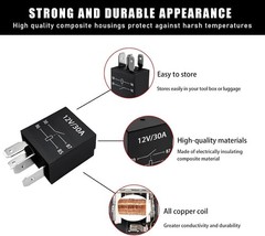 4-Pack 12V 30A Heavy Duty Waterproof Relay for Reliable Automotive Function