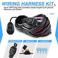 LED Light Bar Wiring Harness Off Road Power 40A Relay Fuse ON-Off Switch (2 Lead