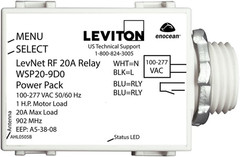 Levnet RF 902 Mhz Line Voltage Relay Receiver in 100-277V, 50/60 Hz, WSP20-9D0
