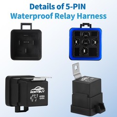 5-Pin Waterproof Relay Kit 40/30 AMP 12V Relay Switch with Harness 12&16 AWG …