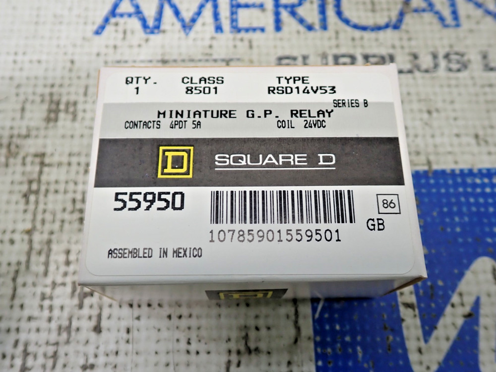Square D 8501 RSD14V53 G.P Relay 4PDT 5A 24VDC Coil NEW