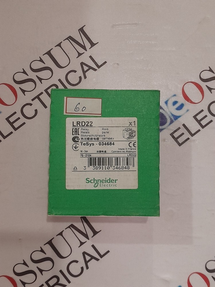 SCHNEIDER ELECTRIC LRD22 OVERLOAD RELAY 16-24 RANGE S/N:034684