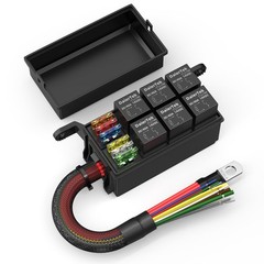 12V Waterproof Relay Box – 6 Way Pre-Wired Relay Panel for Automotive, Marine, B