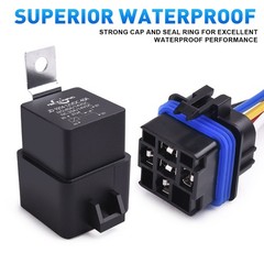 5pack waterproof relay switch harness set 5-PIN spdt 14awg hot wire auto car 12v