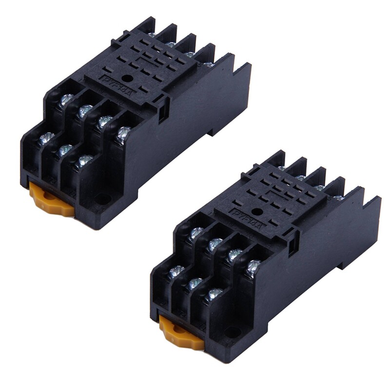 4X(2PCS PYF14A DIN Rail Relay Socket Base 14 Pin for MY4NJ HH54P MY4 F5W4)5896