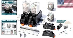 Electromagnetic Power Relay 24V AC Coil 8 Pin DPDT 5A for DIN Rail 2pcs