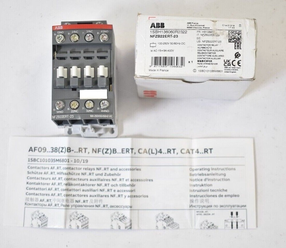ABB Control Relay 2NO-2NC Coil 100-250V NFZB22ERT-23 1SBH136060R2322 AC-15