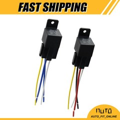 TWO DC 36V 40A SPST Auto Car Relay 4 Pin 4 Wires W/ Harness Socket Universal