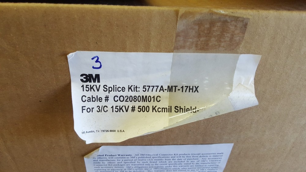 3MCold Shrink QS – III Three Conductor Splice Kit 15Kv 5777A-MT-17HX NOS