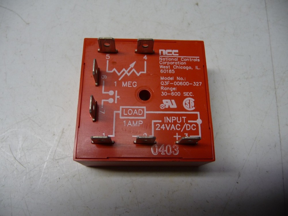 NCC – Q3F-00600-327, Two each solid state timer, 30-600 seconds, 24VAC/DC