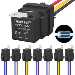 8 Pack 12V Relay with Built-In Diode & 12 AWG Harness Socket 30A/40A Heavy Duty
