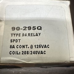Type 84 relay Soft 8A 125vac Coil 16a 208/240 25LRA Vac 90-295Q (Loc-A-4)