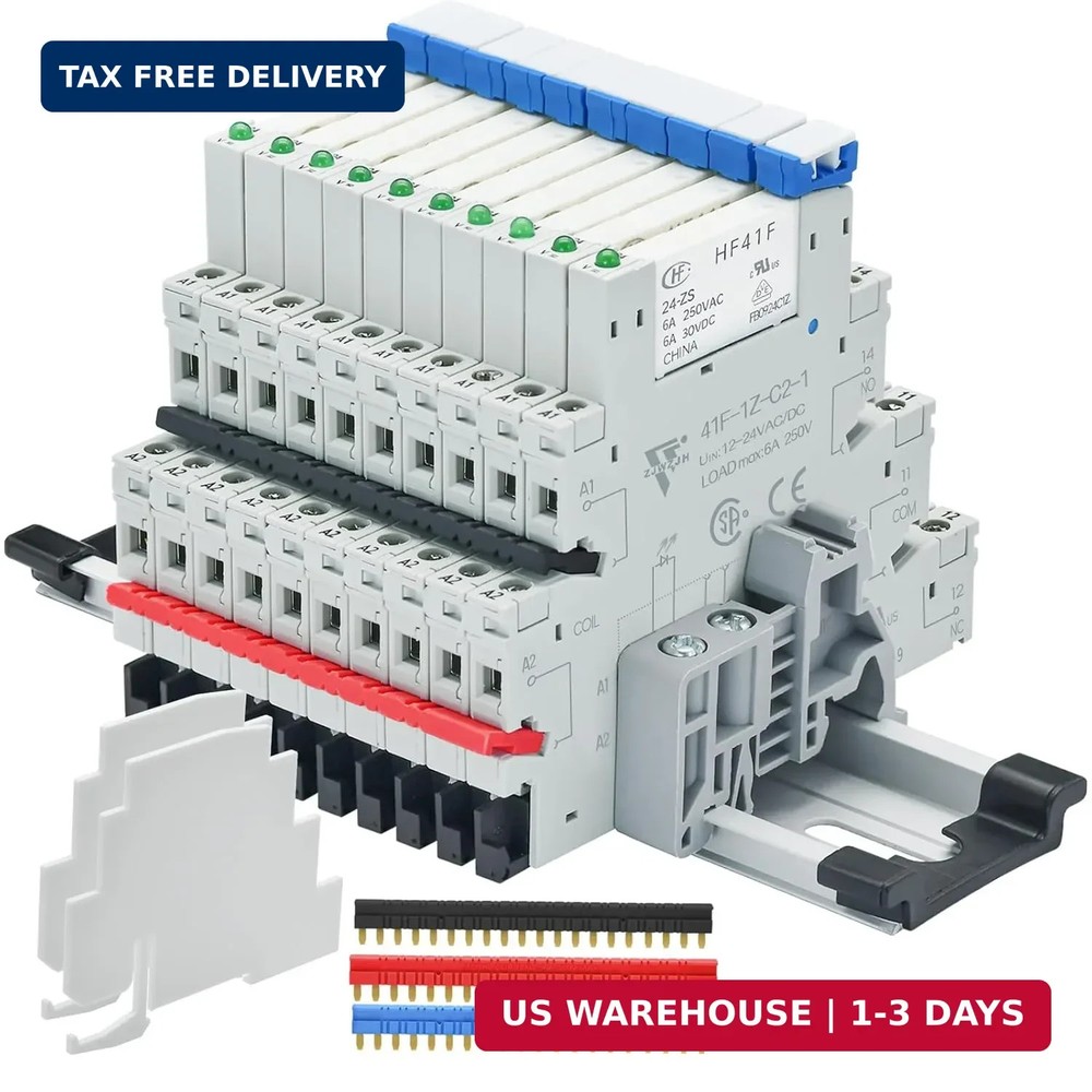 UL Listed 10Pcs Miniature Electromagnetic Relay 24V Coil DC/AC; Signal for PLC;