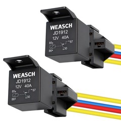 Car Relay Harness 2 Pack JD1912 12V 40A 4-Pin SPST Interlocking Relay Socket