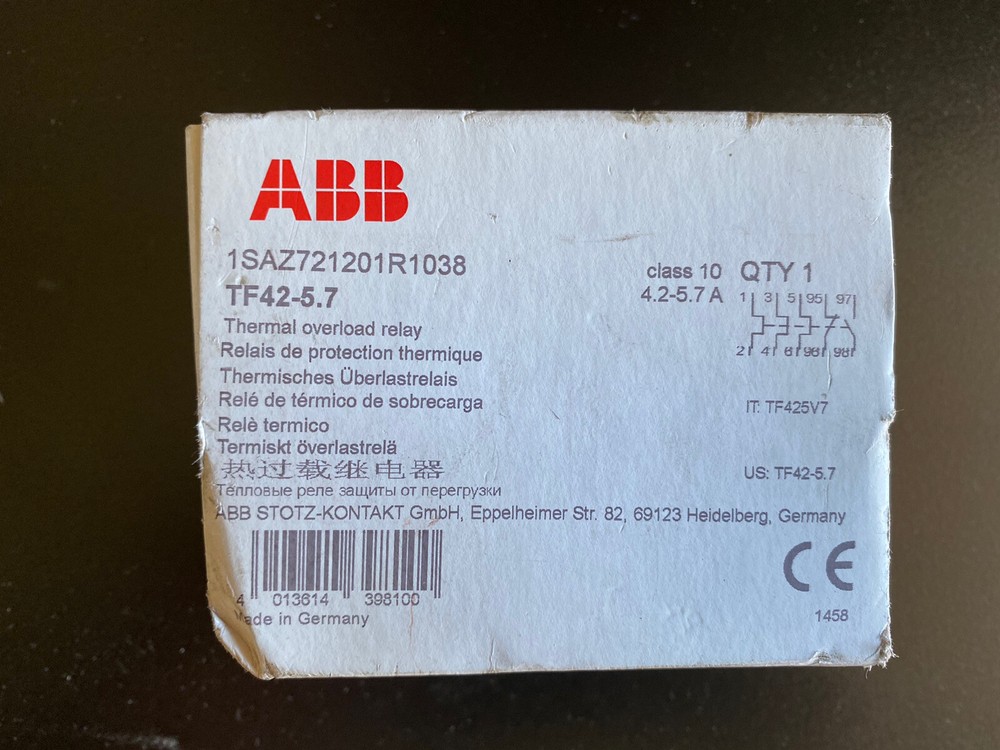 ABB TF42-5,7 Thermal Overload Relay Leistungsrelais New