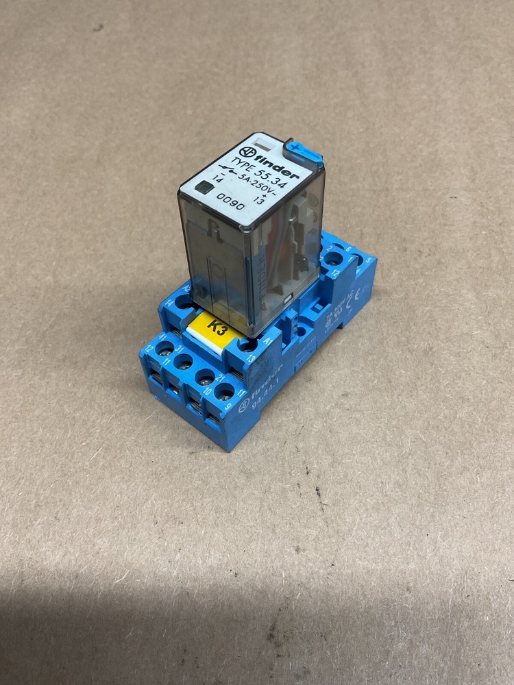 FINDER 55.34 5 Amp RELAY 250V /w 94.44.1 Socket #4002PT133