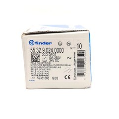 Lot of 10 Finder 55.32.9.024.0000 Relay, 10A 250VAC/30VDC, DPDT, 24 VDC Coil