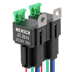 2 Pack Fuse Relay Switch Kit, 24V 30A, 5 Pin SPDT, 30A Switch Harness Set, Autom
