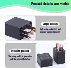 2 PCS 5 Pin 12V 30A Relay Switch, Nylon Shell Automotive Relay Plu Size: 2 PCS