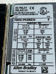 👀 ALLEN BRADLEY CONTROL DC RELAY 24V COIL 700DC-PK400Z24, 700-PKB40, 700-PKC40