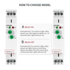GEYA On Delay Off Delay Timer Relay Time Delay Relay AC/DC24V-240V 10A Din Rail