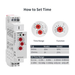 GEYA MultifunctionTimer Relay switch 10 Funcitons Time Delay Relay AC/DC12V-240V