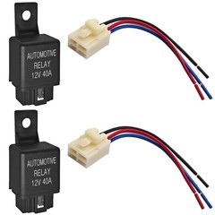 FLS821 Relay 12V 40A with Pigtail Wire Connector (Pack of 2) – Universal SPST 4-