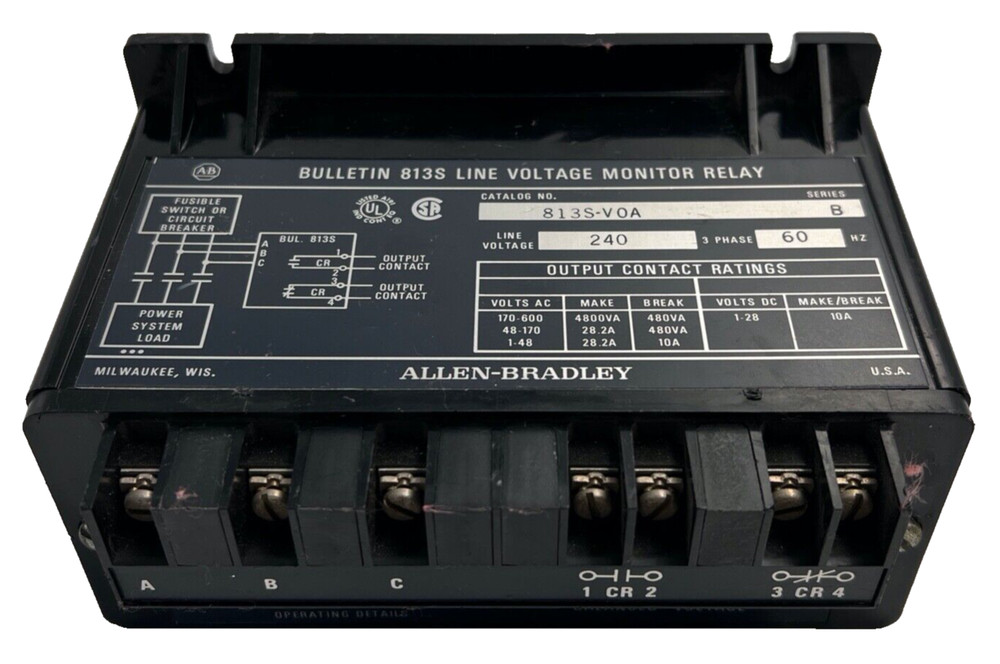 ALLEN BRADLEY 813S-VOA LINE VOLTAGE MONITOR RELAY 240V LINE VOLTAGE