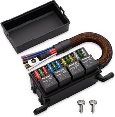 DaierTek 12V Waterproof Relay Fuse Box 4 Way Pre-Wired Car Marine