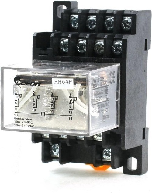 35mm DIN Rail DC 12V Coil 4PDT 14Pack LY4NJ General Purpose Power Relay Base