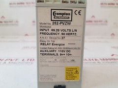 CROMPTON 252-PVZW Protector Relay On Trip 252-PVZW-ZKBX-C6-EA-T1-PM 69.28 V