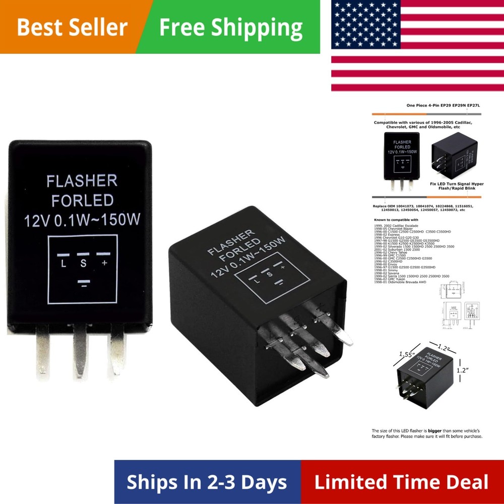 4-Pin EP29 EP29N Electronic LED Flasher Relay Fix for LED Turn Signal Bulbs H…