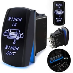 7 Pin Winch In/out Momentary Rocker Switch Laser Onoffon Two Led Backlit Blue Li