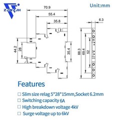 Electromagnetic Relay 60V DC AC SPDT Converting 110V Through Socket 6A LED